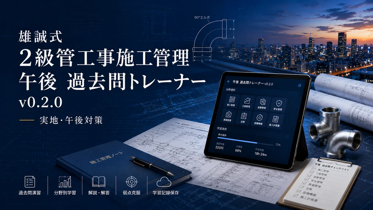 雄誠式 2級管工事施工管理 午後・第二次検定 合格道場 紹介画像