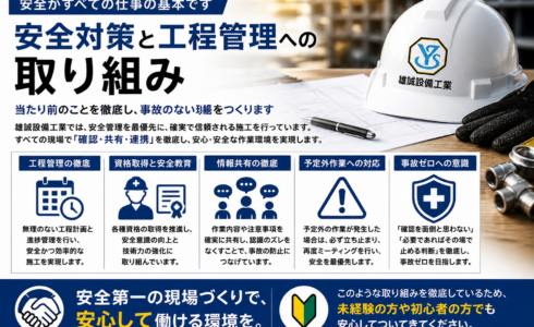 雄誠設備工業の安全対策と工程管理への取り組みを紹介するアイキャッチ画像