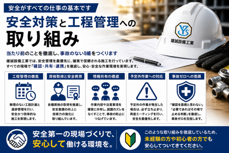 雄誠設備工業の安全対策と工程管理への取り組みを紹介するアイキャッチ画像