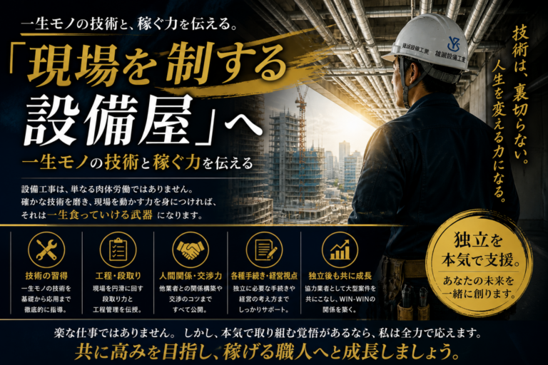 現場を制する設備屋を目指す職人育成と独立支援を伝える雄誠設備工業のアイキャッチ画像