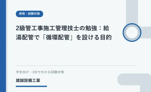 給湯循環配管の概念を学習ノートで確認する学生