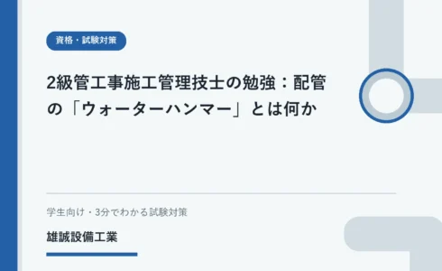 配管内の水の流れが急停止し圧力波が広がることを示す学習用イラスト
