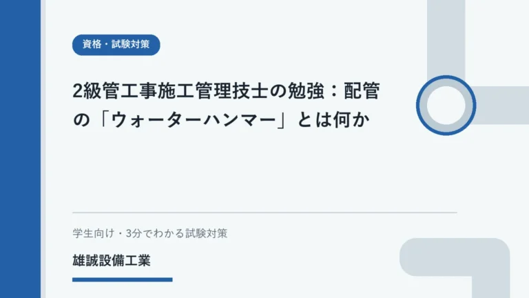 配管内の水の流れが急停止し圧力波が広がることを示す学習用イラスト