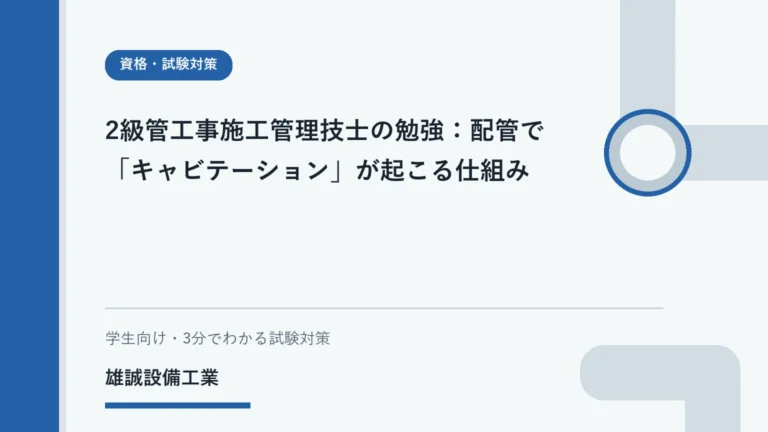 圧力変化による蒸気の泡の発生と崩壊を表す学習用イラスト
