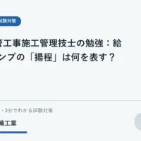 給水ポンプと水をくみ上げる高さをイメージした資格学習用イラスト