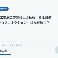 飲料水系統への誤接合と逆流のおそれを抽象的に表現した学習用ビジュアル