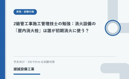 屋内消火栓を初期消火用の人が操作する設備として学ぶイメージ