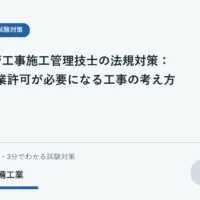建設業許可の判断ポイントをノートで学ぶ学生のイラスト
